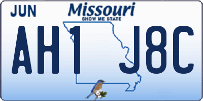 MO license plate AH1J8C