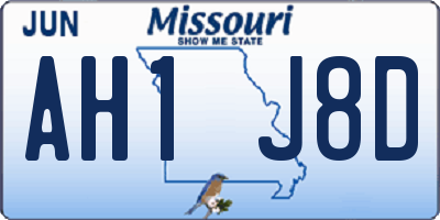 MO license plate AH1J8D