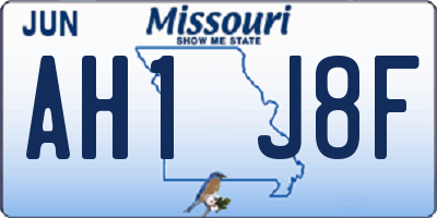 MO license plate AH1J8F