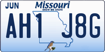 MO license plate AH1J8G