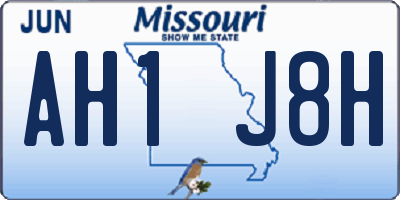 MO license plate AH1J8H