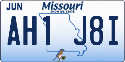 MO license plate AH1J8I