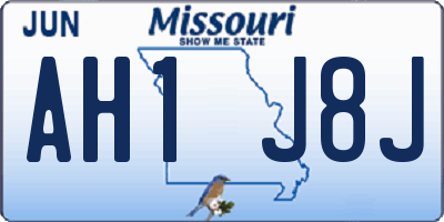 MO license plate AH1J8J