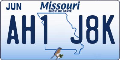 MO license plate AH1J8K