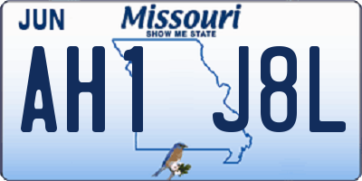 MO license plate AH1J8L