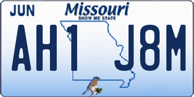 MO license plate AH1J8M