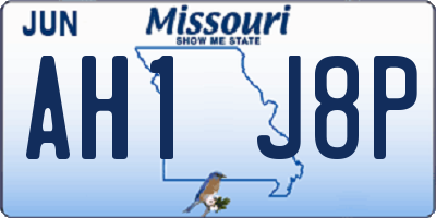 MO license plate AH1J8P