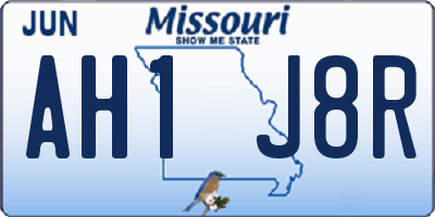 MO license plate AH1J8R