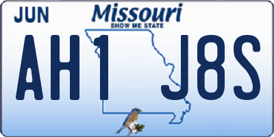 MO license plate AH1J8S