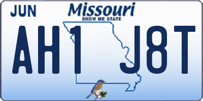 MO license plate AH1J8T