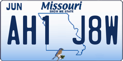 MO license plate AH1J8W