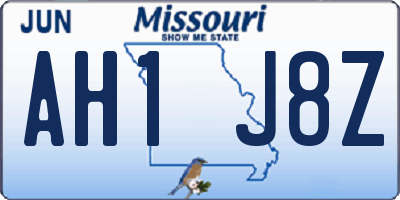 MO license plate AH1J8Z