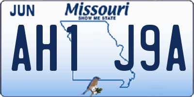 MO license plate AH1J9A