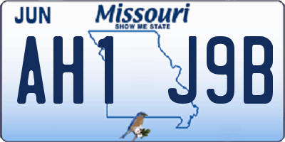 MO license plate AH1J9B