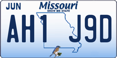 MO license plate AH1J9D