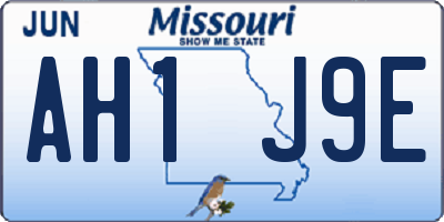 MO license plate AH1J9E