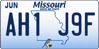 MO license plate AH1J9F