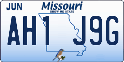 MO license plate AH1J9G