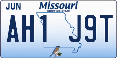 MO license plate AH1J9T