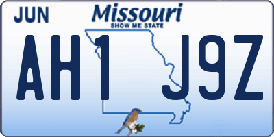 MO license plate AH1J9Z