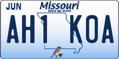 MO license plate AH1K0A