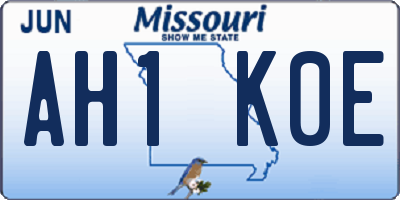 MO license plate AH1K0E