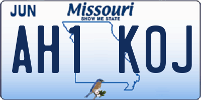 MO license plate AH1K0J