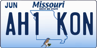 MO license plate AH1K0N