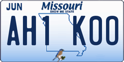 MO license plate AH1K0O