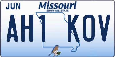 MO license plate AH1K0V