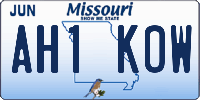 MO license plate AH1K0W