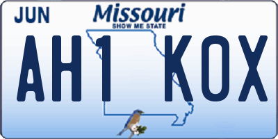 MO license plate AH1K0X