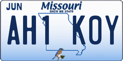 MO license plate AH1K0Y