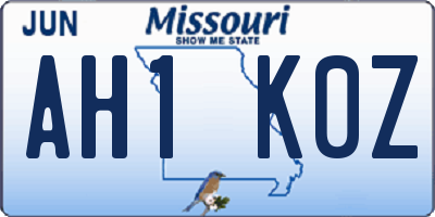 MO license plate AH1K0Z