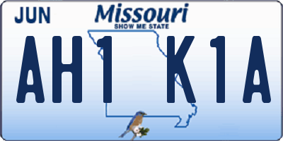 MO license plate AH1K1A