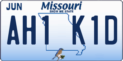 MO license plate AH1K1D