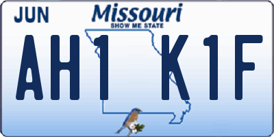 MO license plate AH1K1F