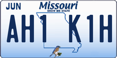 MO license plate AH1K1H