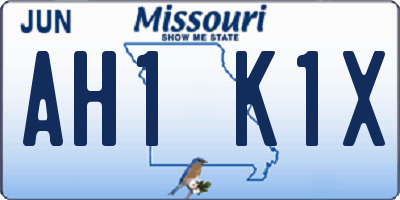 MO license plate AH1K1X