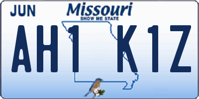 MO license plate AH1K1Z