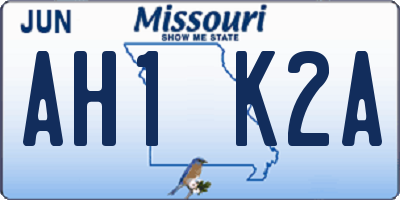 MO license plate AH1K2A