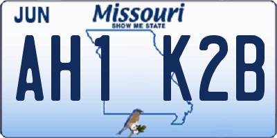 MO license plate AH1K2B