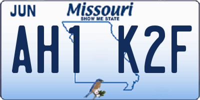 MO license plate AH1K2F