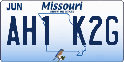 MO license plate AH1K2G