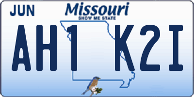 MO license plate AH1K2I