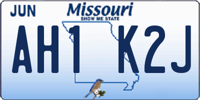 MO license plate AH1K2J