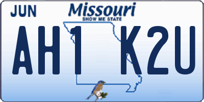 MO license plate AH1K2U