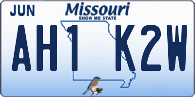 MO license plate AH1K2W