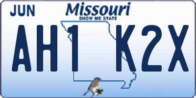 MO license plate AH1K2X