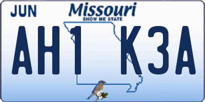 MO license plate AH1K3A